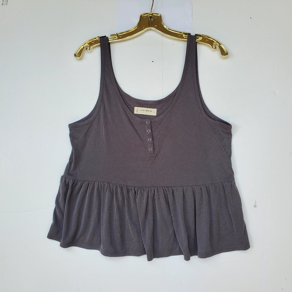 LUCKY Babydoll Tank Top Grey Ribbed  Medium NWOT - Picture 11 of 11